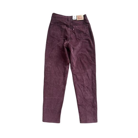 Levis Corduroy Mom Jeans Womens 32x29Tapered High Waisted Pants Burgundy Wine - Picture 3 of 3